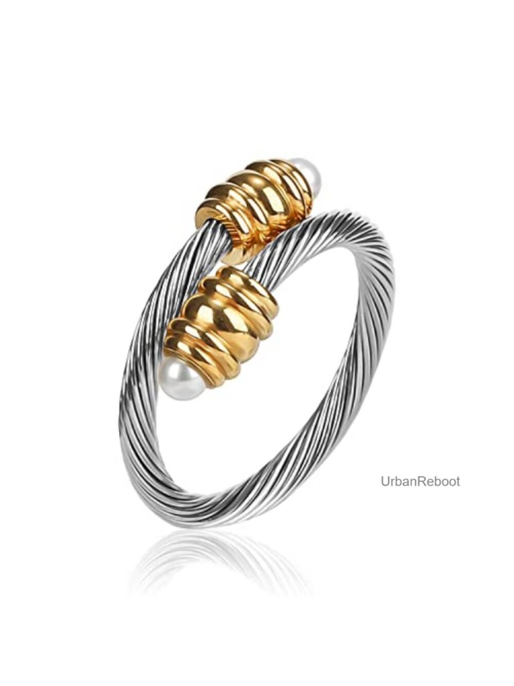 Stainless Steel Cuff Ring Open Adjustable Fits 70-90mm Unisex Statement Jewelry